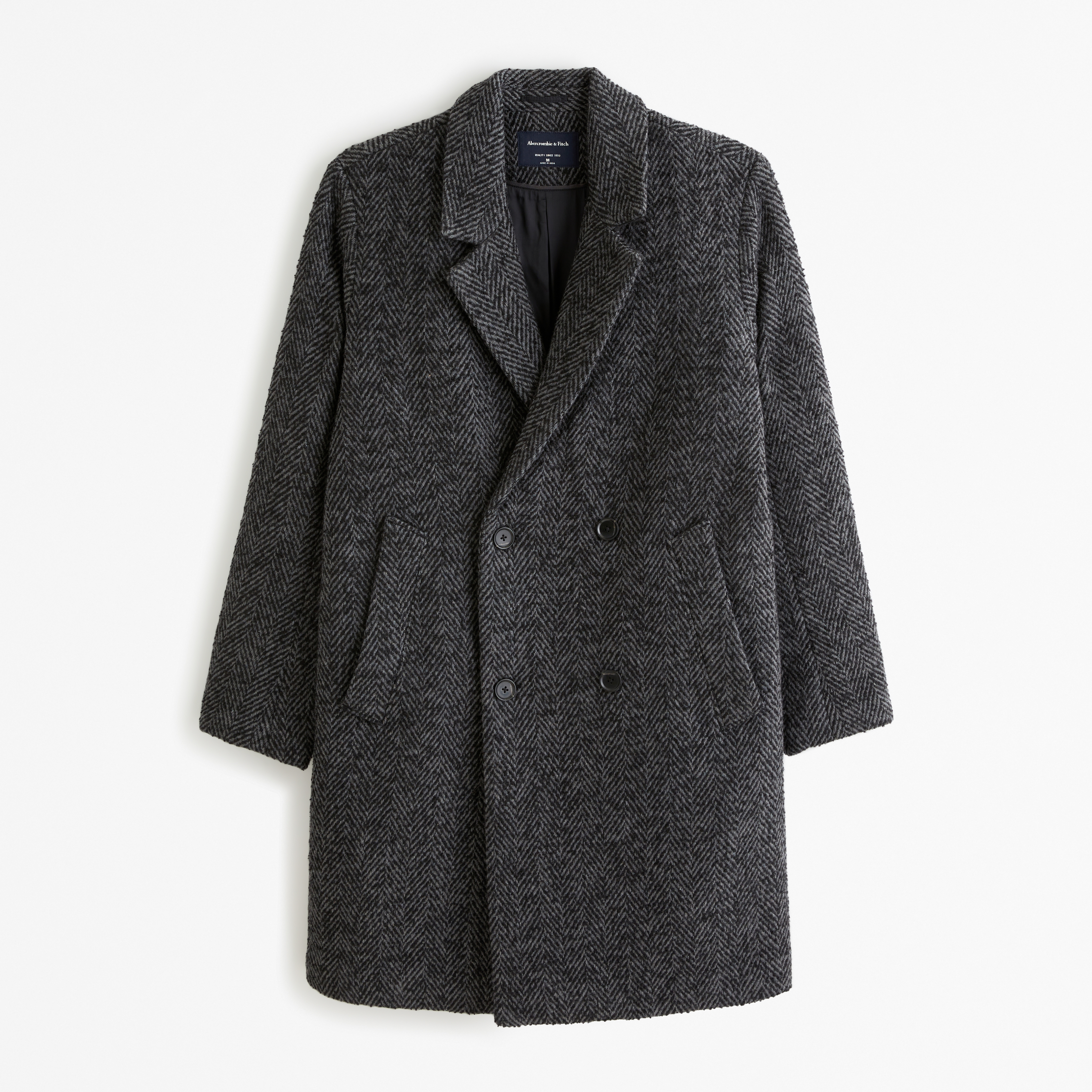 Мужское пальто Abercrombie & Fitch Double Breasted Wool-Blend, цвет: Тёмный серый варёный — фото 1