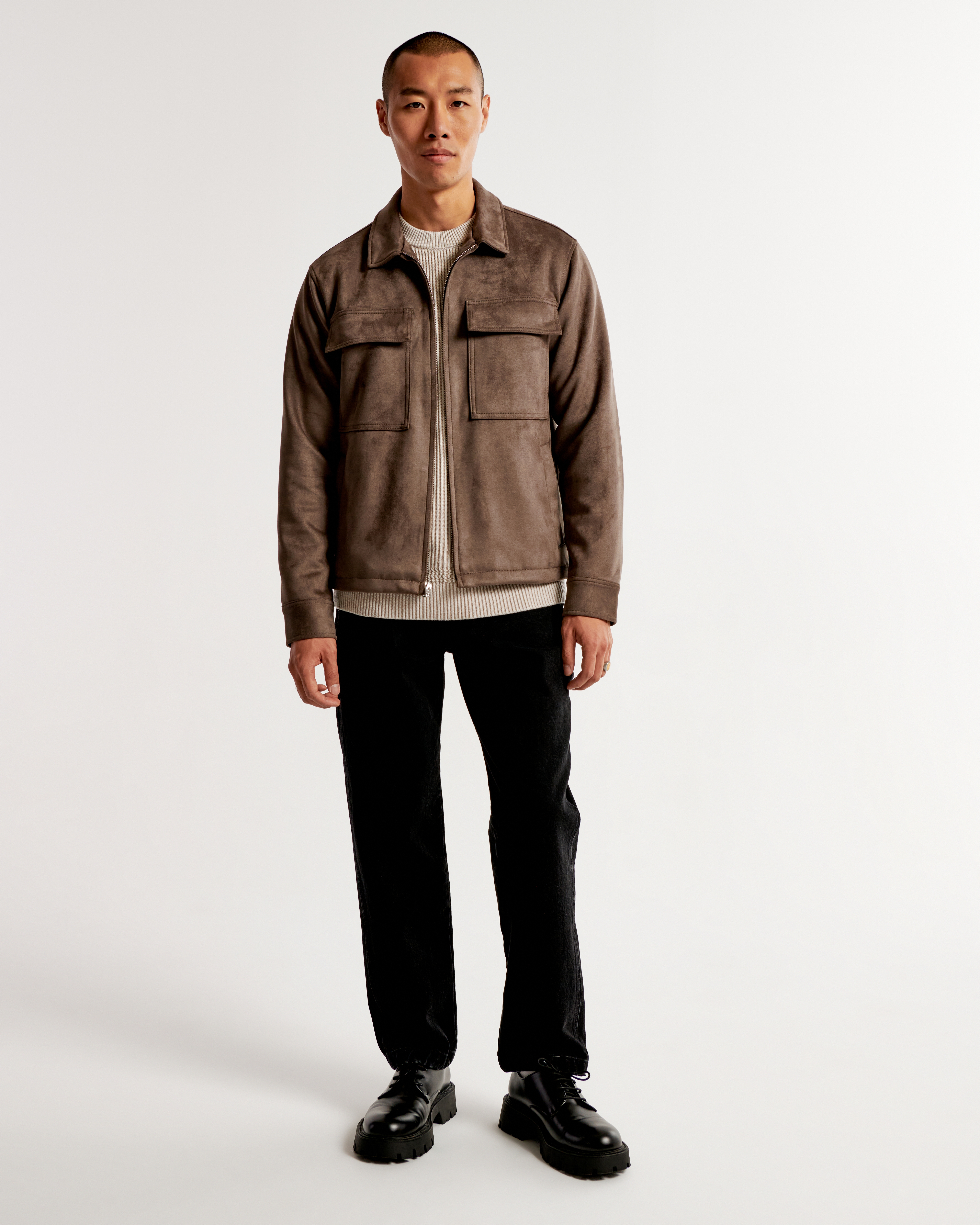 Men's Vegan Suede Zip Shirt Jacket | Men's Clearance | Abercrombie.com