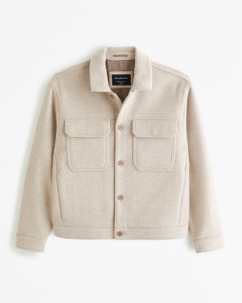 Men's Cropped Date Night Wool-Blend Trucker Jacket, Men's Coats & Jackets