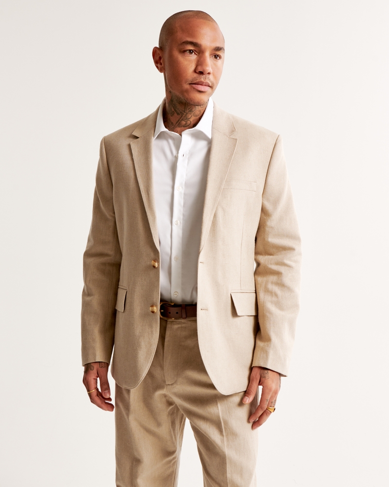Men's The A&F Collins Tailored Classic Linen-Blend Blazer