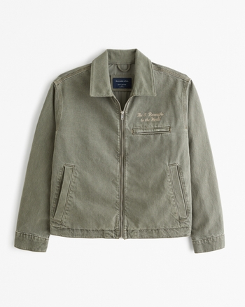 Men s Cropped Zip Workwear Jacket Men s Sale Abercrombie