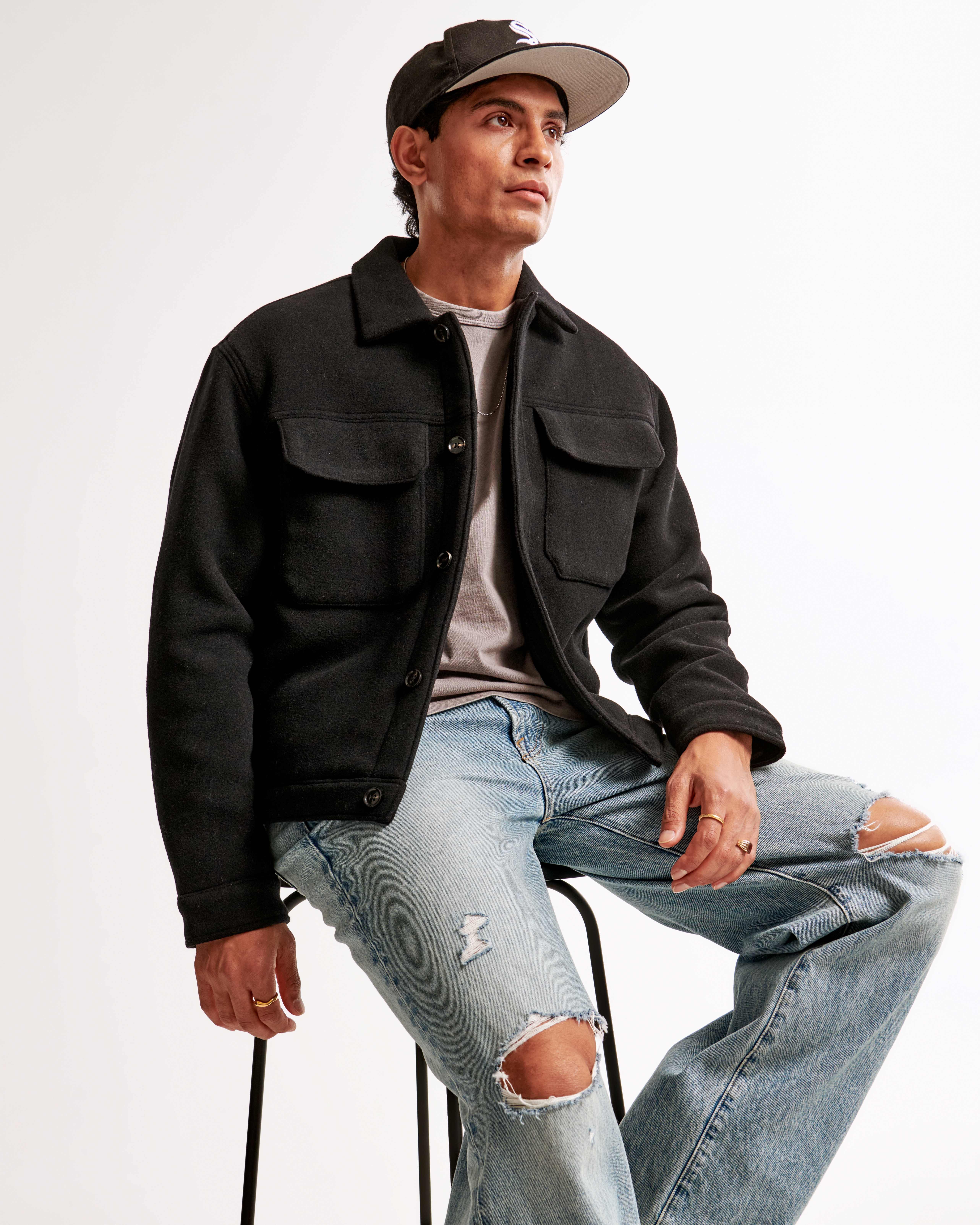Men's Cropped Dressy Trucker Jacket | Men's Clearance