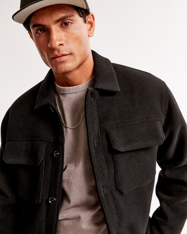 Cropped Dressy Trucker Jacket, Black view 2