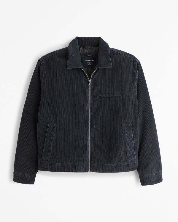 Cropped Zip Workwear Jacket, Navy