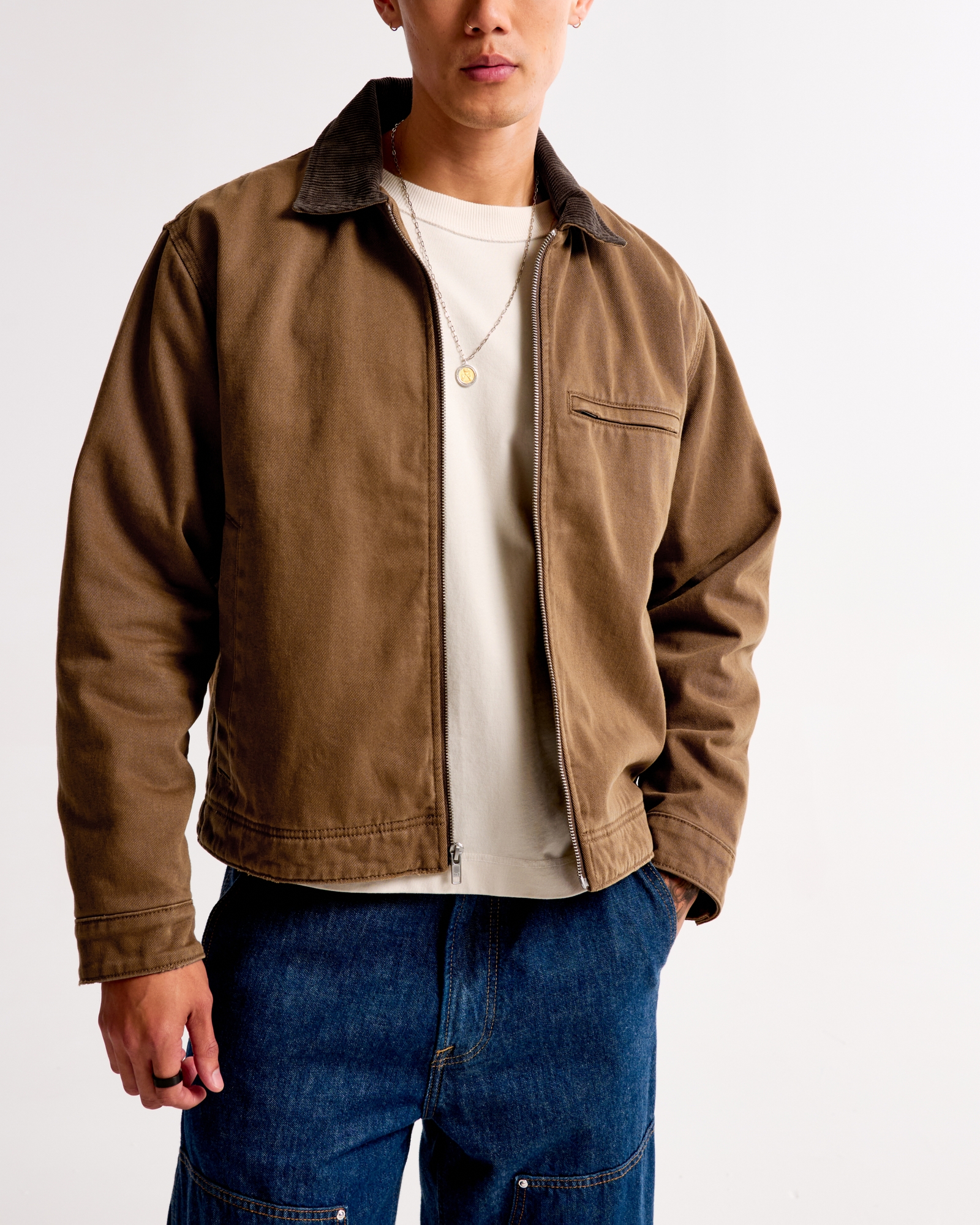 Men's Cropped Zip Workwear Jacket Men's Clearance