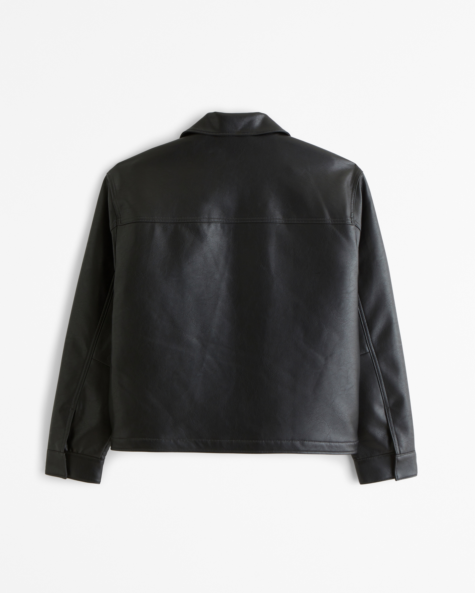 期間限定A LEATHER【NEW】TRUCKER JACKET 50 ovy Men's Cropped Vegan Leather Zip Trucker Jacket | Men's Clearance