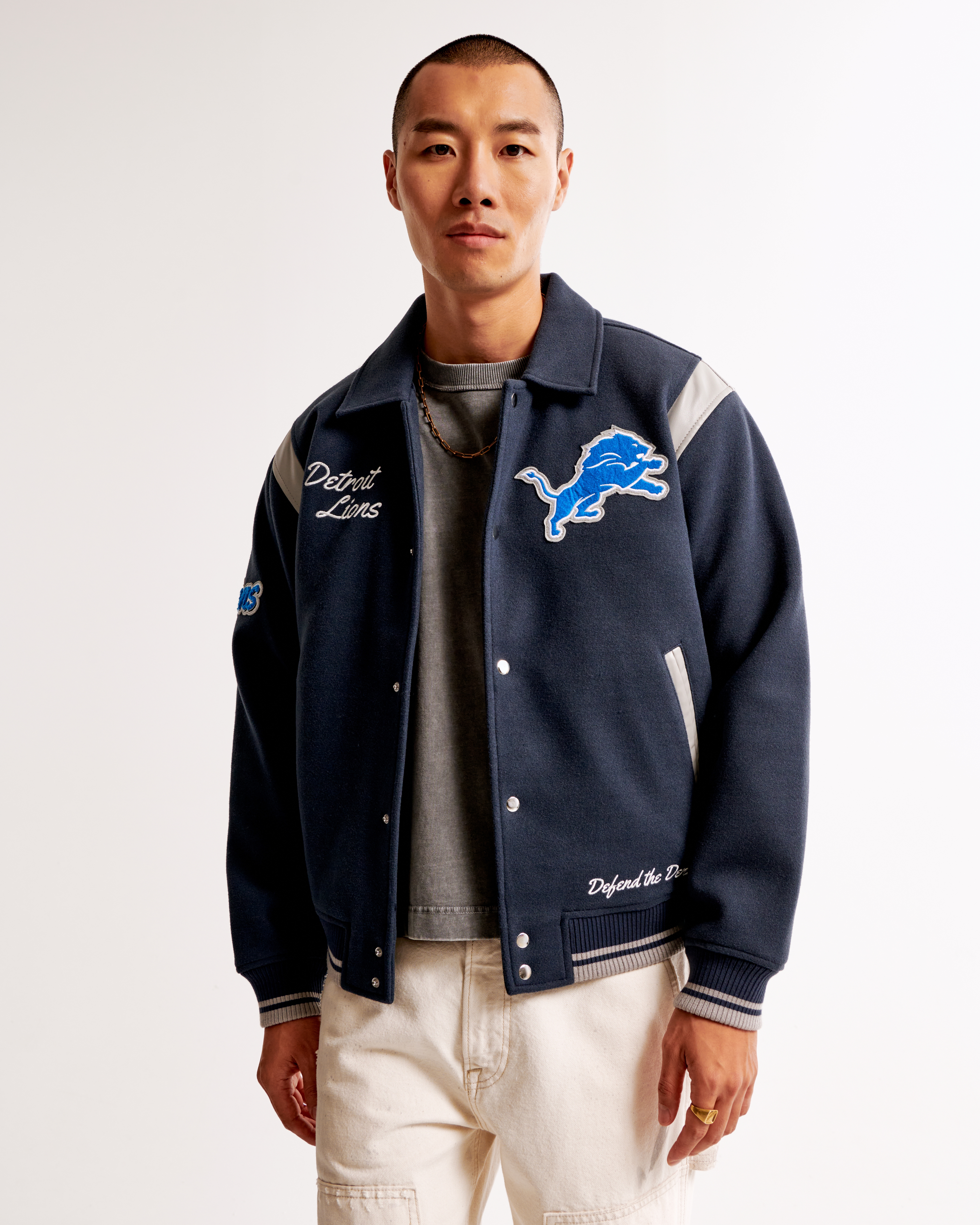 Detroit lions varsity jacket best sale