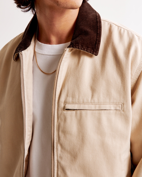 Cropped Zip Workwear Jacket, Cream view 2