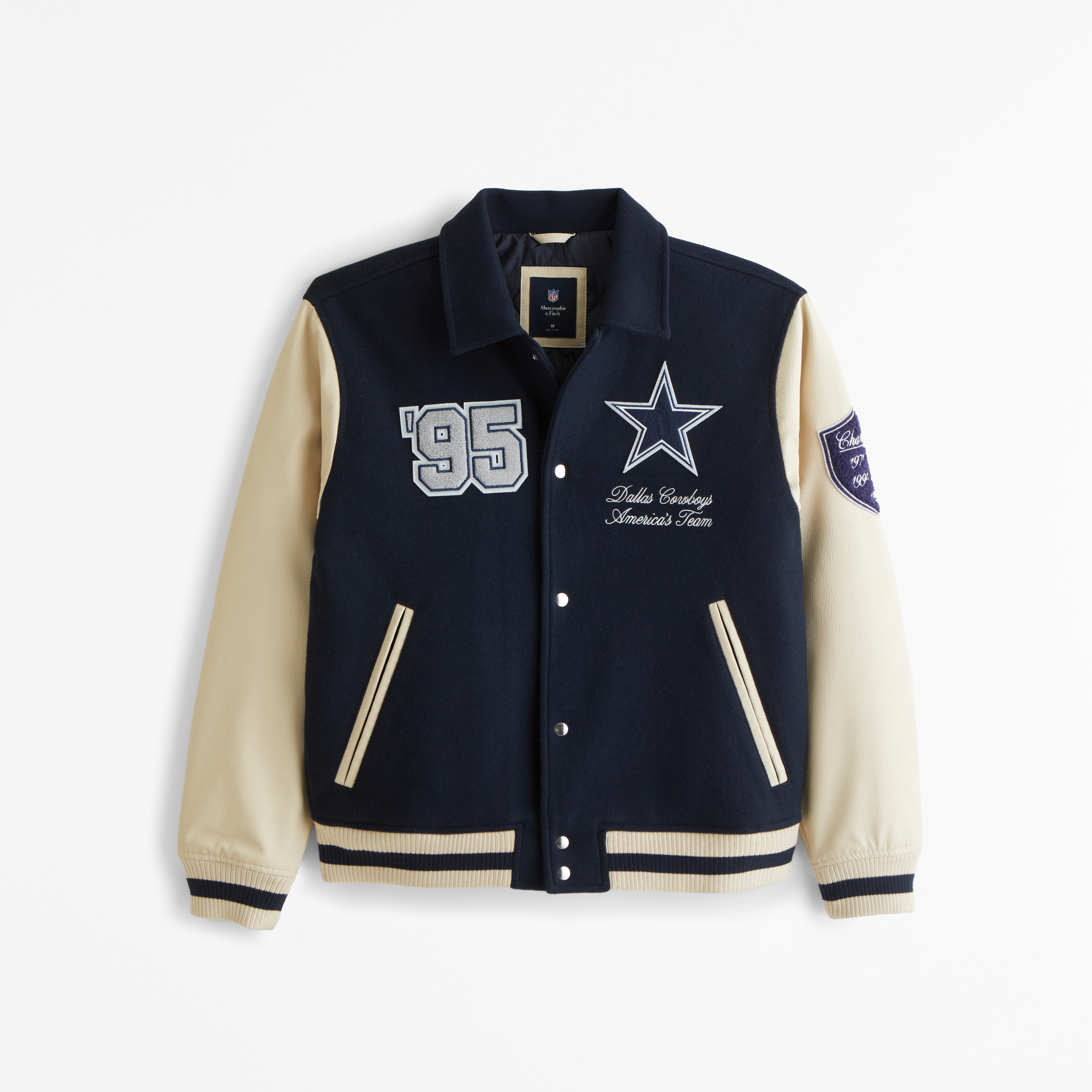 Men s Dallas Cowboys Varsity Bomber Jacket Men s Coats Jackets Abercrombie