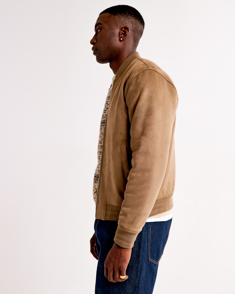 Vegan Suede Bomber Jacket