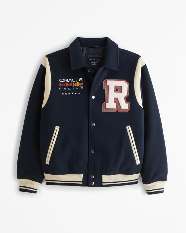 Oracle Red Bull Racing Varsity Bomber Jacket, Deep Navy Pattern view 1