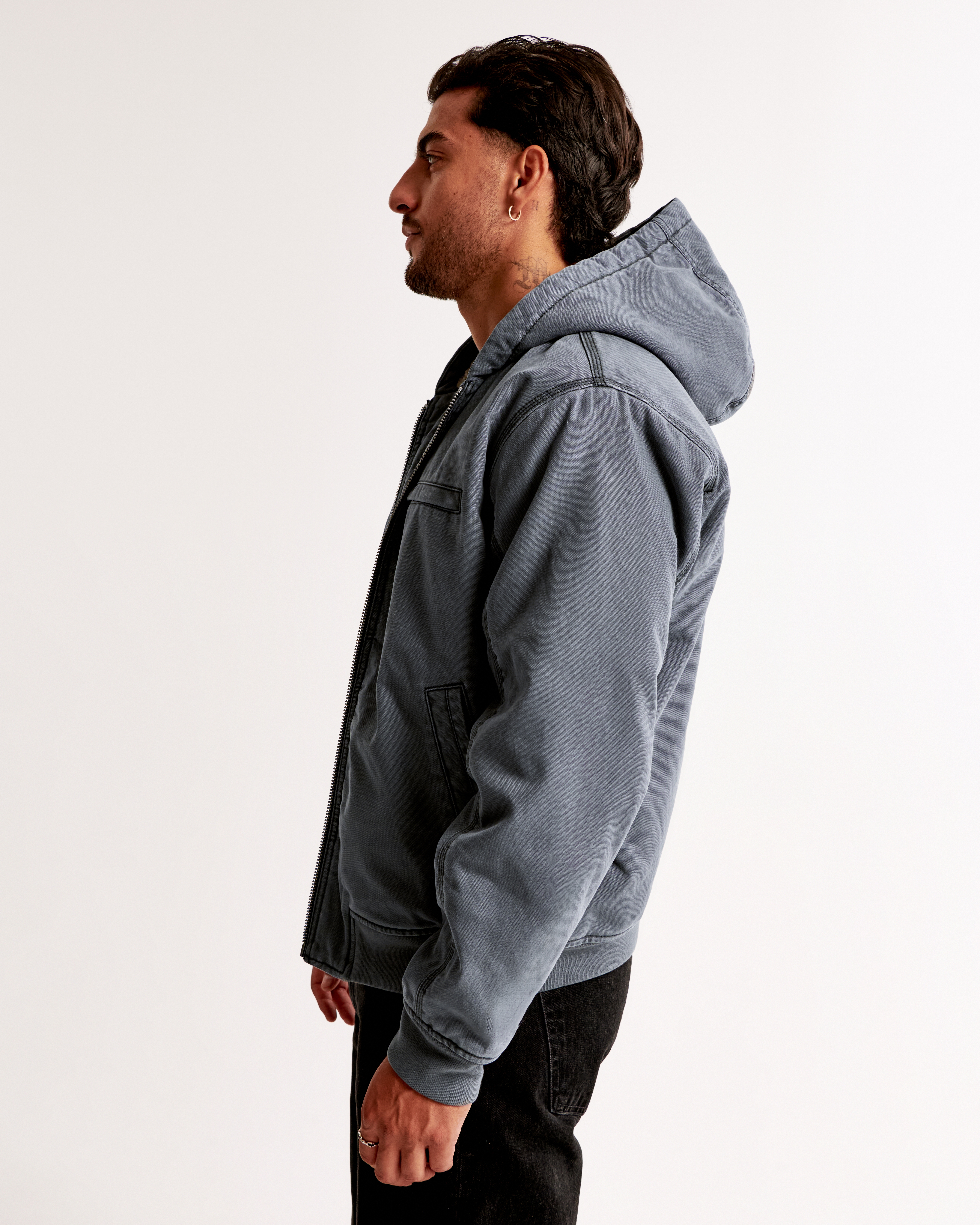 Jacket with grey hood on sale