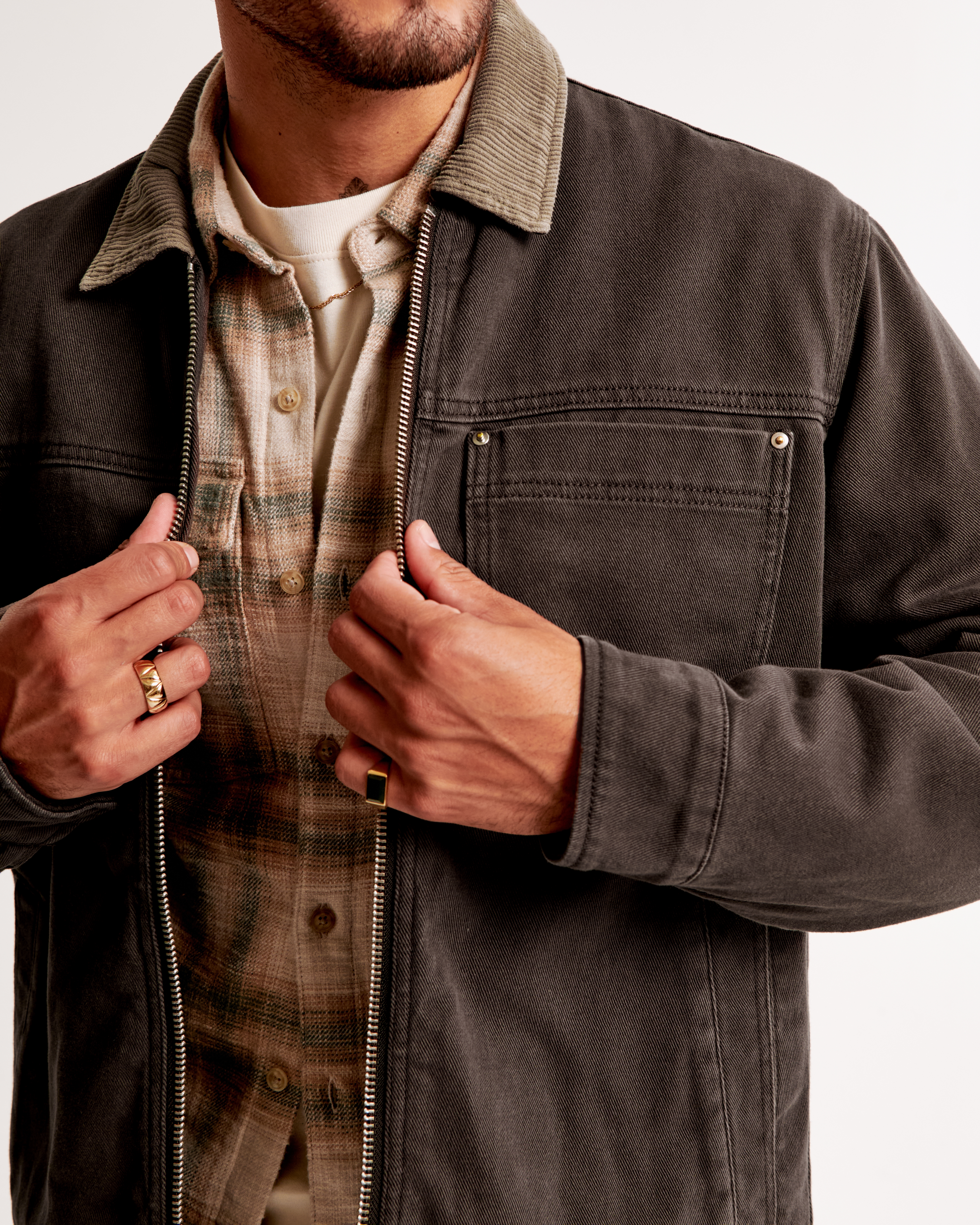Men's Flannel-Lined Zip Workwear Jacket | Men's Clearance