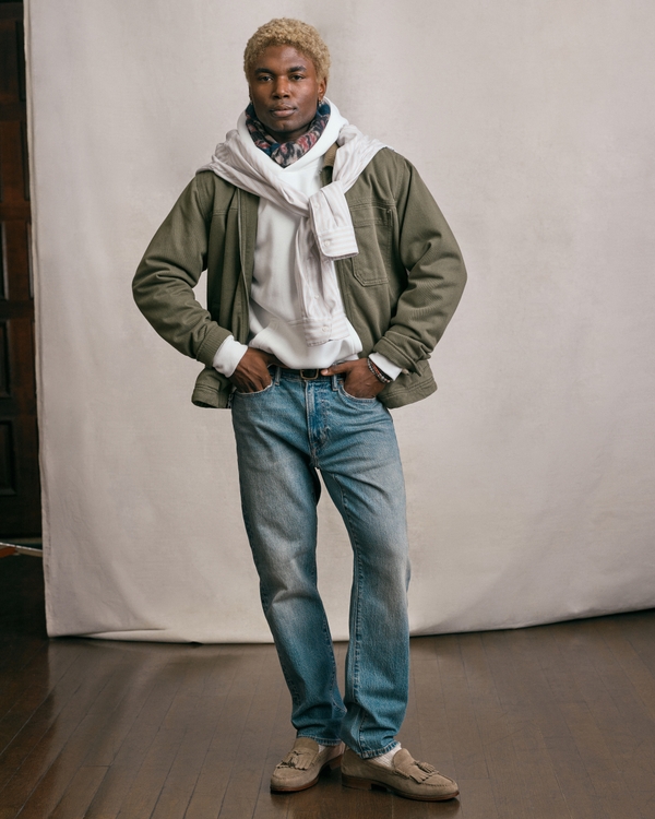 Flannel-Lined Zip Workwear Jacket, Grape Leaf view 2