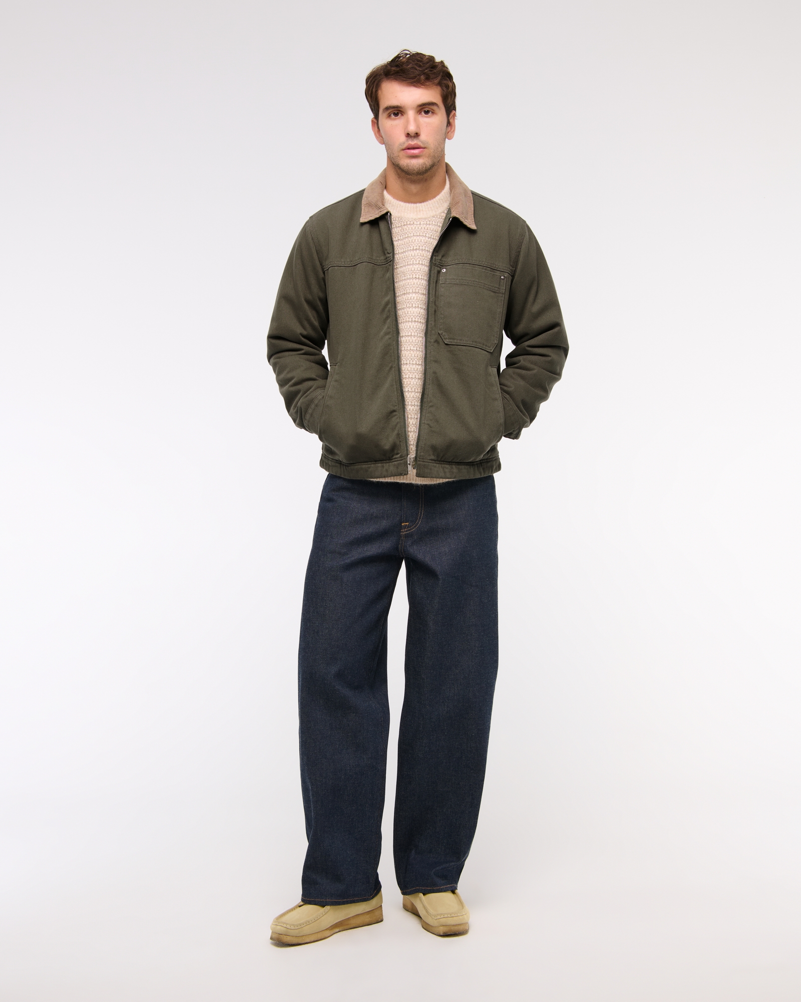 Flannel-Lined Zip Workwear Jacket