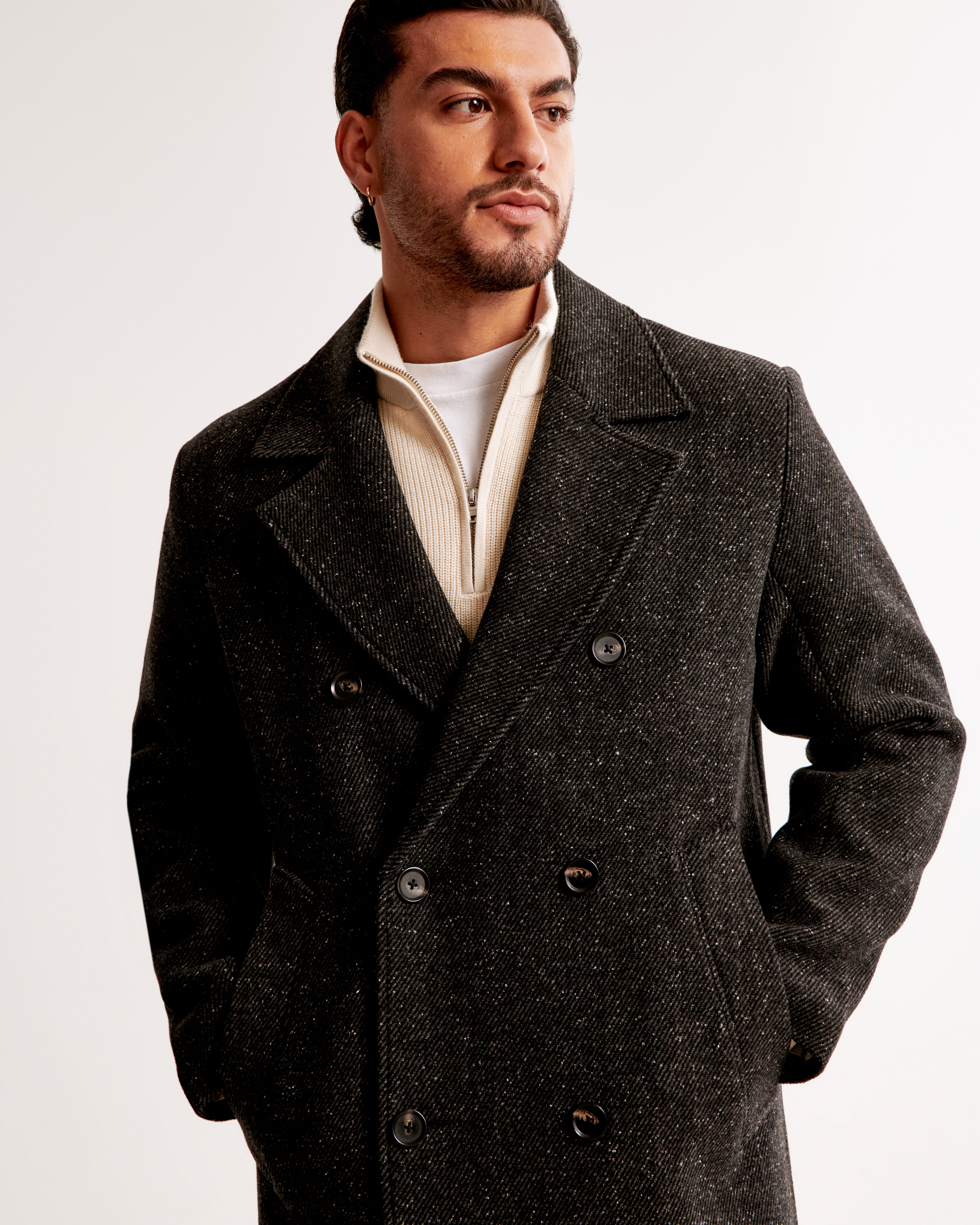 Mens double breasted coat uk online