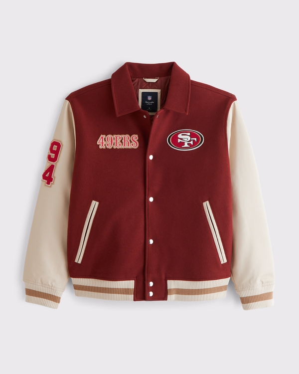 San Francisco 49ers Varsity Bomber Jacket, Dark Red - 49ers view 1