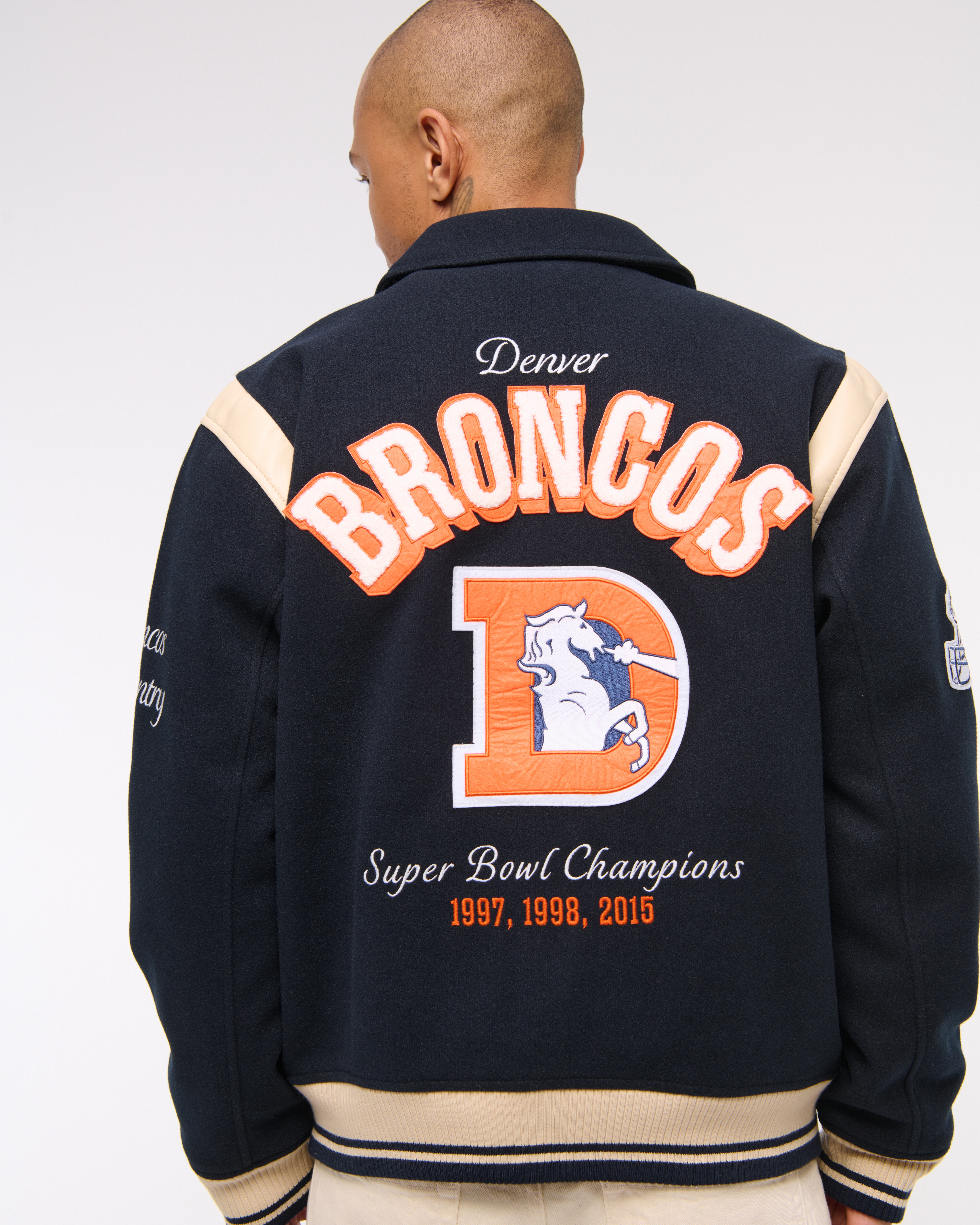 Vintage 90s Denver Broncos Leather Bomber Jacket, New shops With Original Tags!