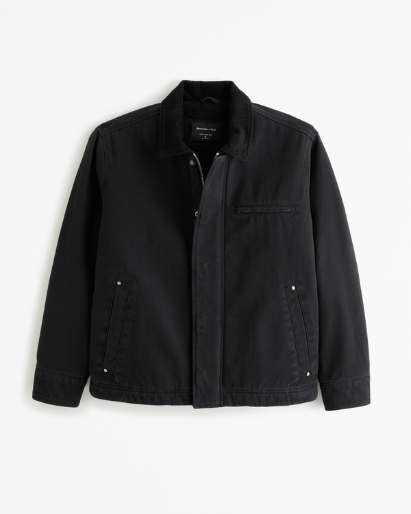 Sherpa-Lined Workwear Jacket, Black