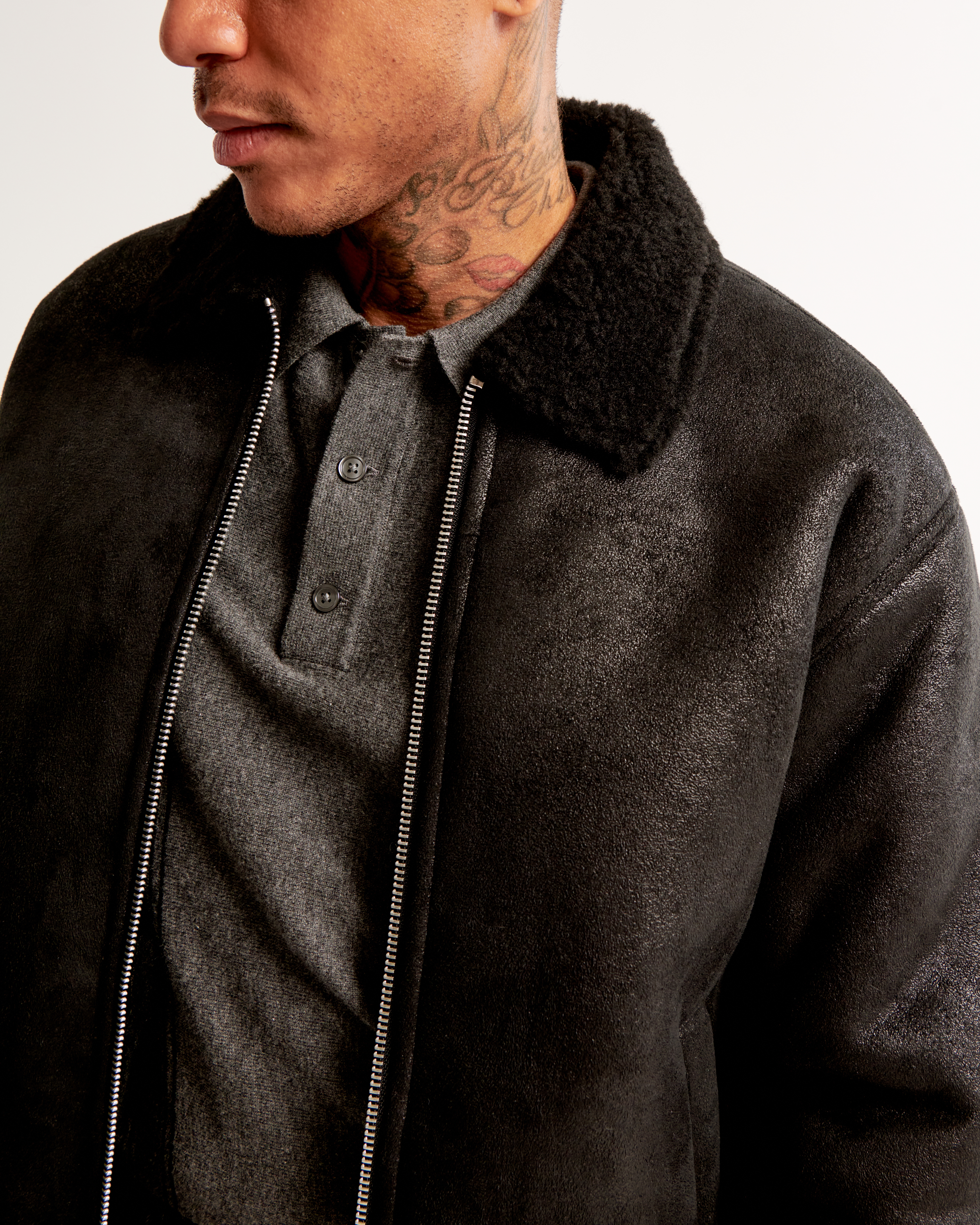 Black suede trucker jacket best sale