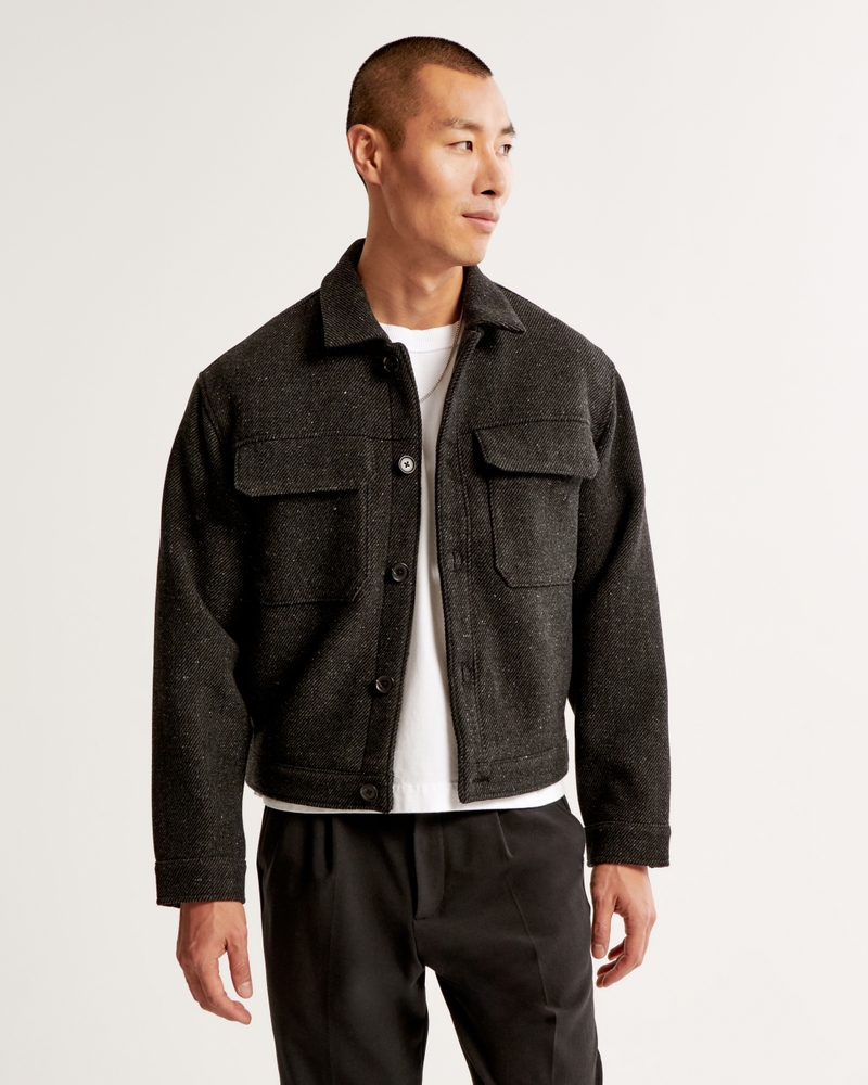 Herren Kurz geschnittene, elegante Truckerjacke | Herren Mäntel 