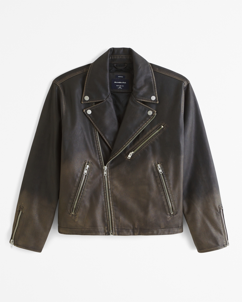 Cropped leather jacket men best sale