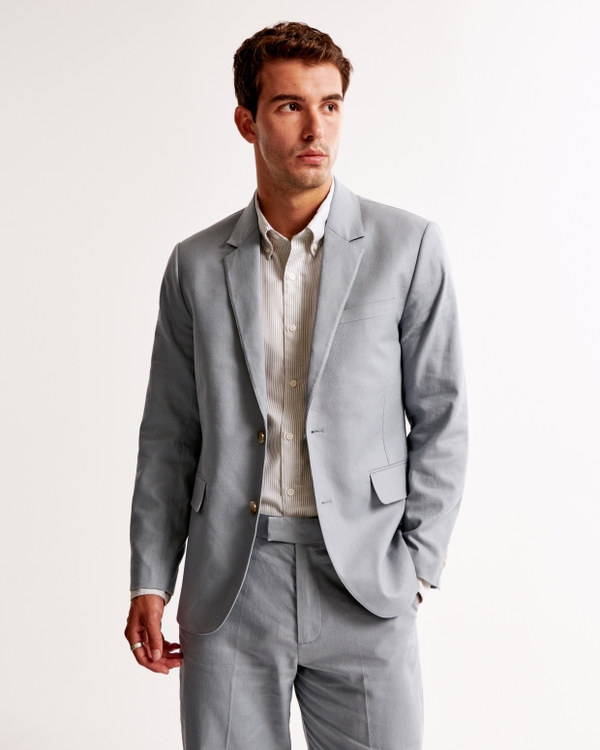 The A&F Collins Tailored Classic Blazer, Light Blue-gray