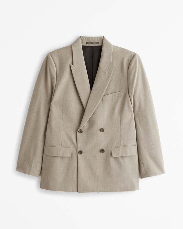 The A&F Collins Tailored Double-Breasted Blazer, Tan