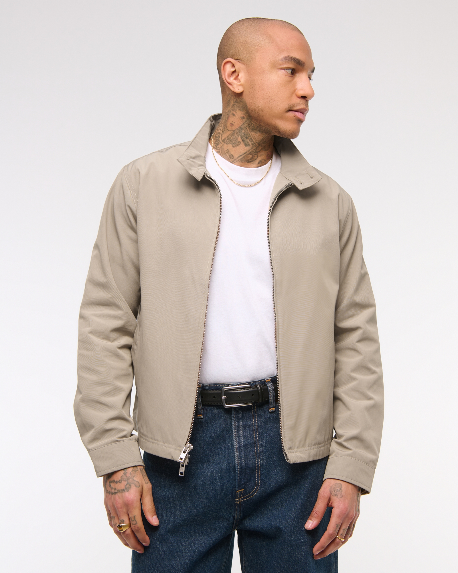 Cropped Mockneck Harrington Jacket