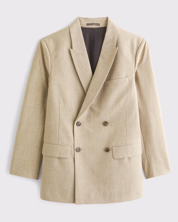 De A&F Collins getailleerde double-breasted blazer, Kaki view 2