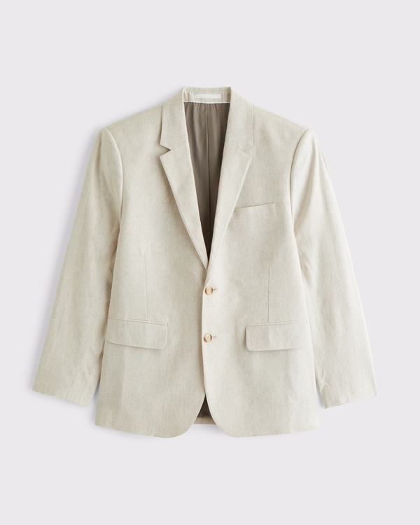 The A&F Collins Tailored Classic Linen-Blend Blazer, Natural Texture view 1