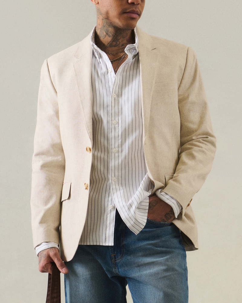 The A&F Collins Slim Linen-Blend Blazer - thumbnail 2