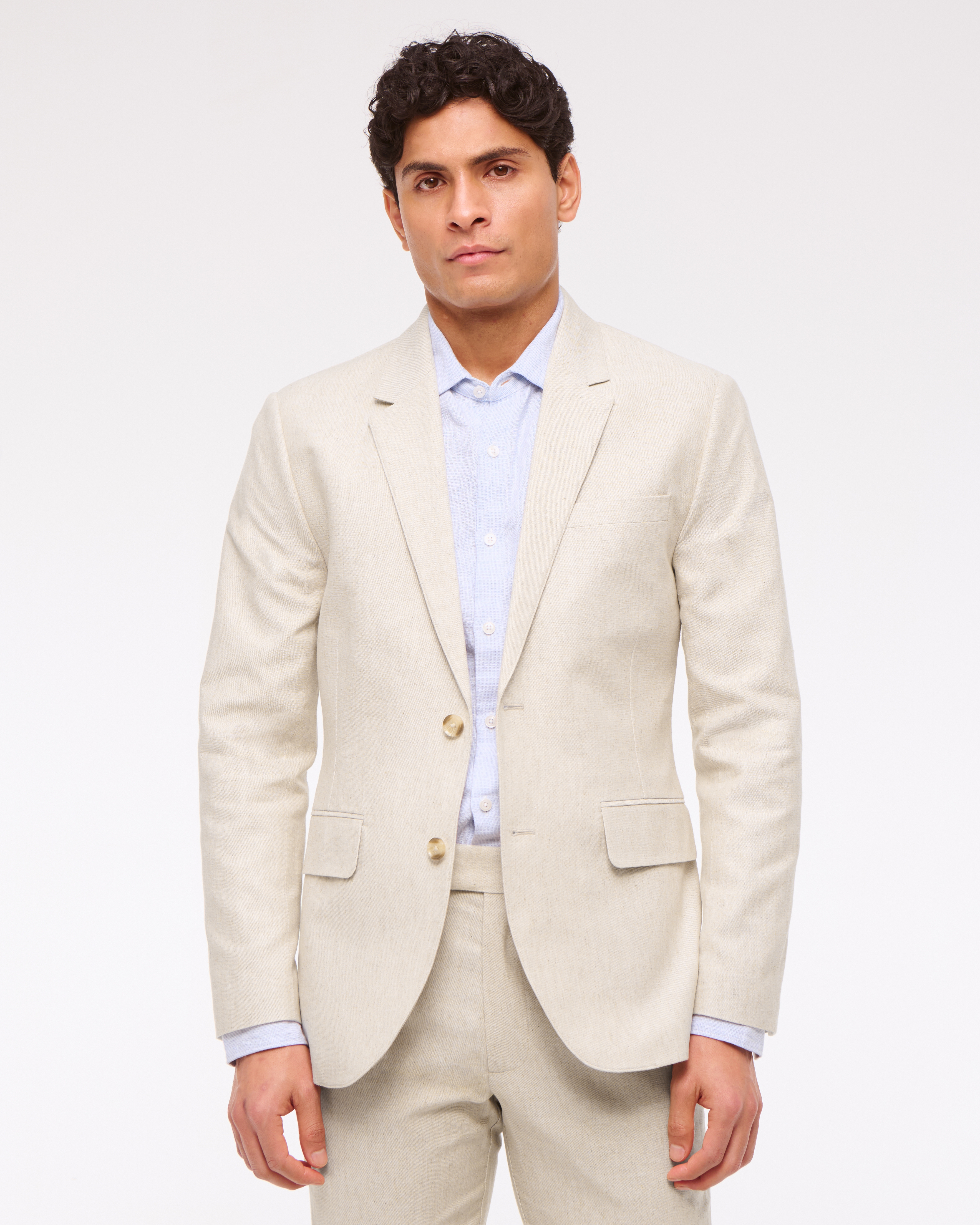Abercrombie & Fitch The A&f Collins Slim Linen-blend Blazer In Neutral