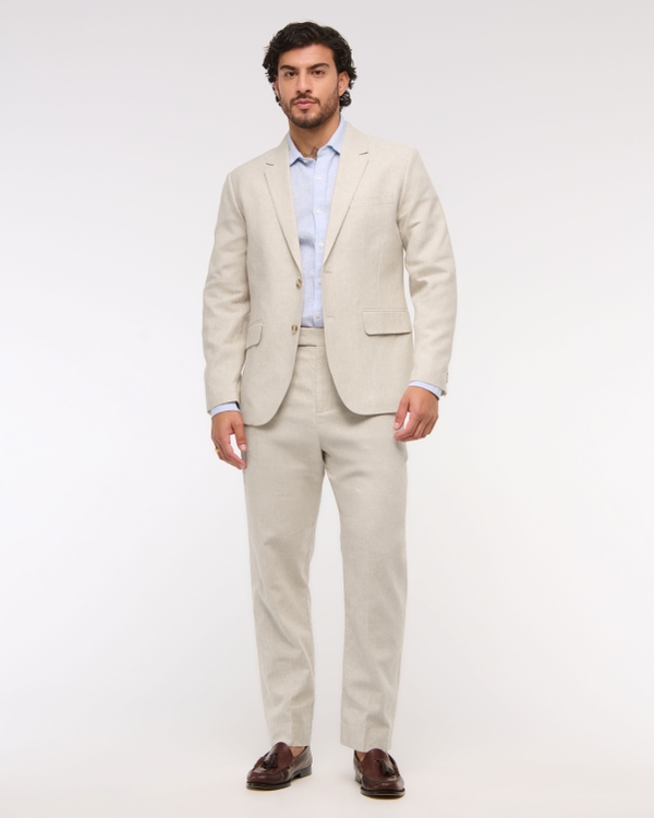 The A&F Collins Athletic Fit Linen-Blend Blazer, Natural Texture view 2
