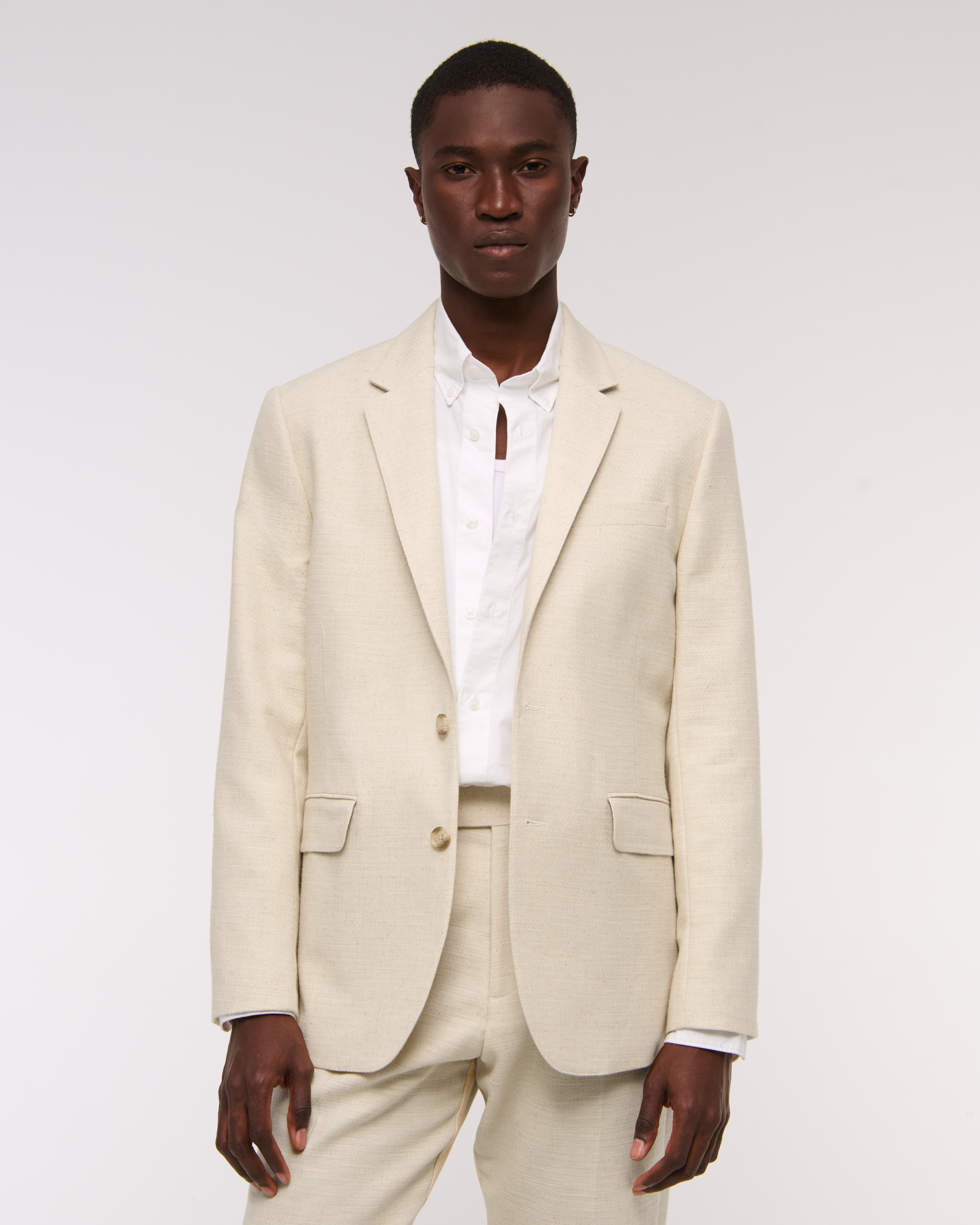 Abercrombie & Fitch The A&f Collins Classic Cotton-texture Blazer In Neutral