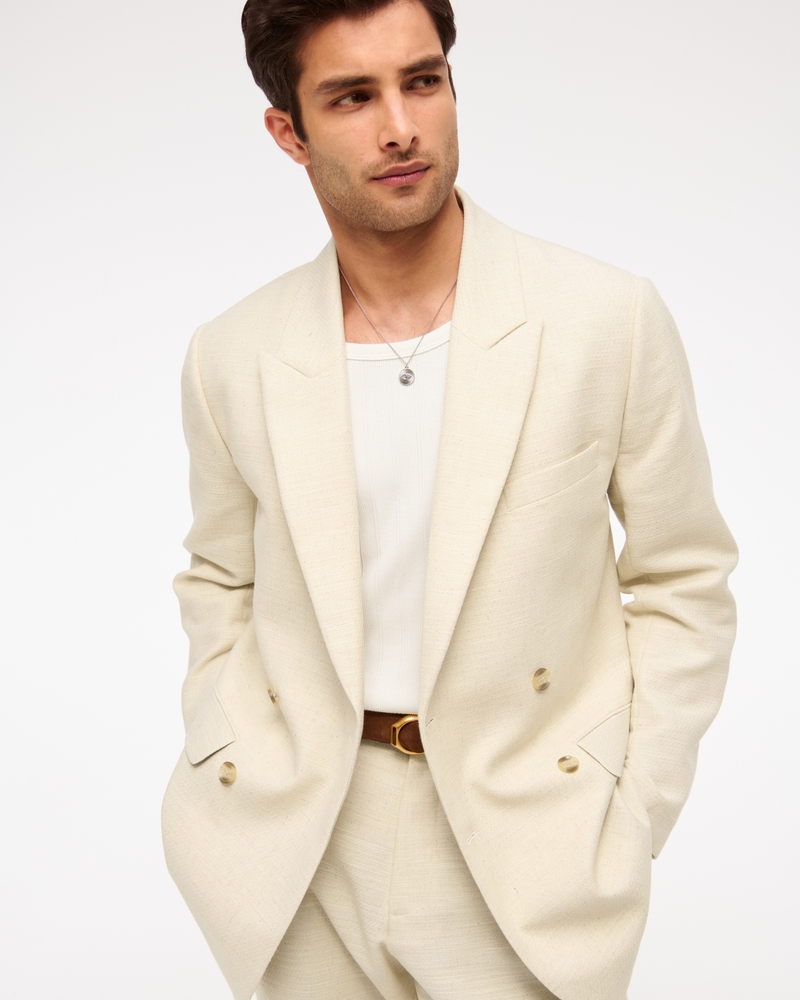 The A&F Collins Double-Breasted Cotton-Texture Blazer