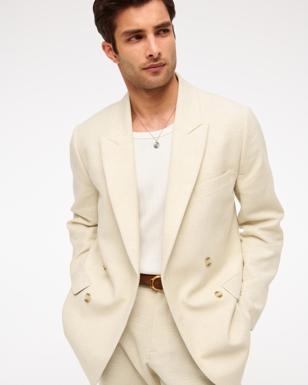 The A&F Collins Double-Breasted Cotton-Texture Blazer