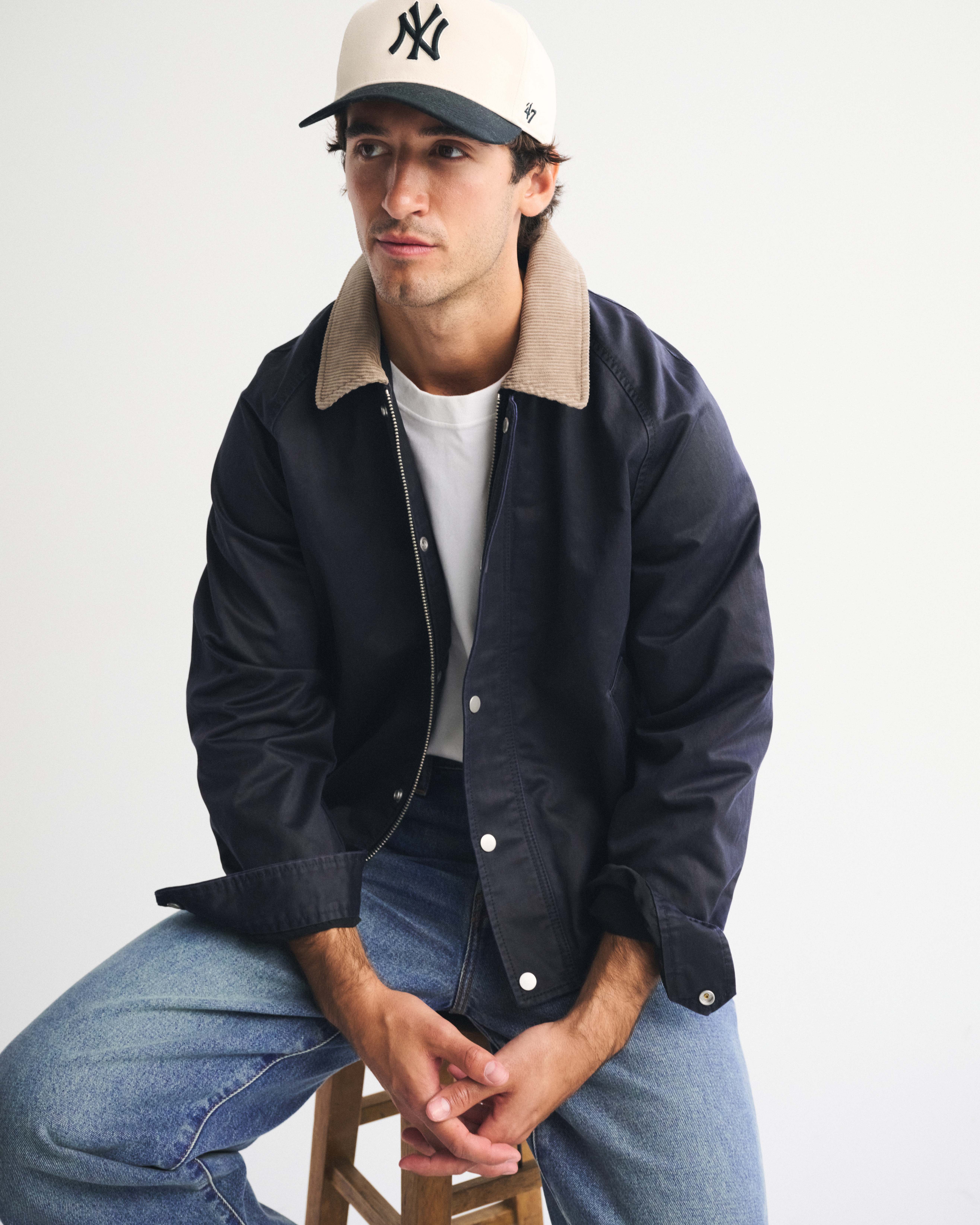 Abercrombie & Fitch Lightweight Barn Jacket In Blue