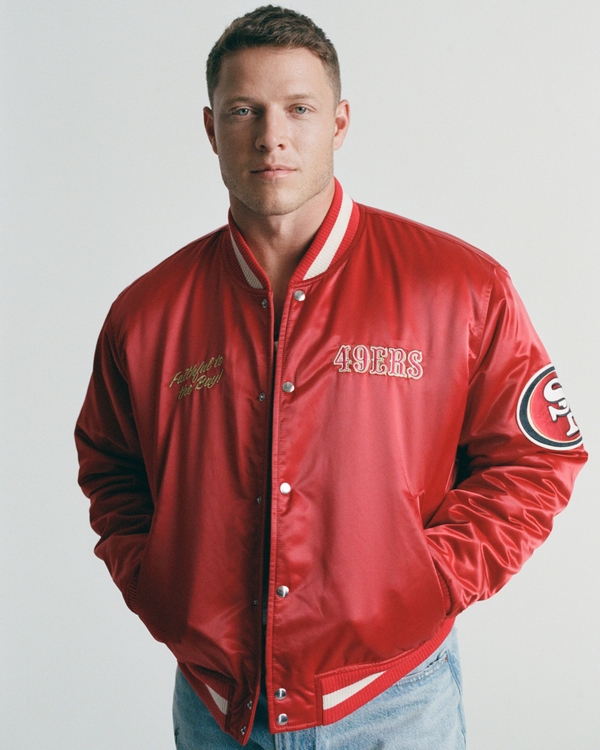 San Francisco 49ers Varsity Bomber Jacket, Red-49ers view 1