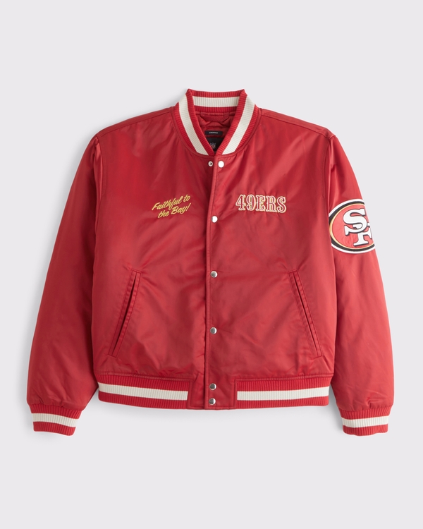 San Francisco 49ers Varsity Bomber Jacket, Red-49ers view 2