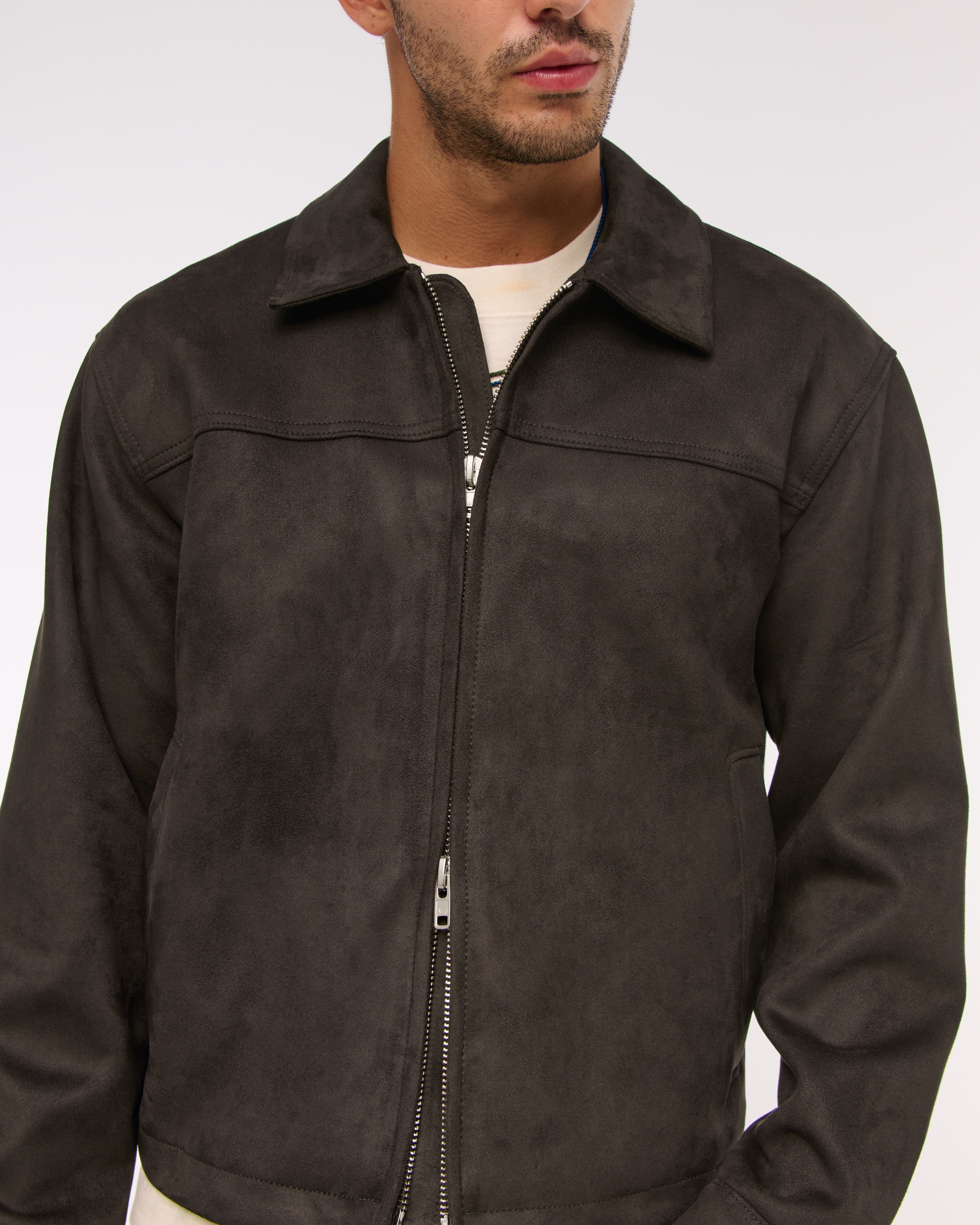 Men's Lightweight Vegan Suede Easy Zip Jacket | Men's Coats