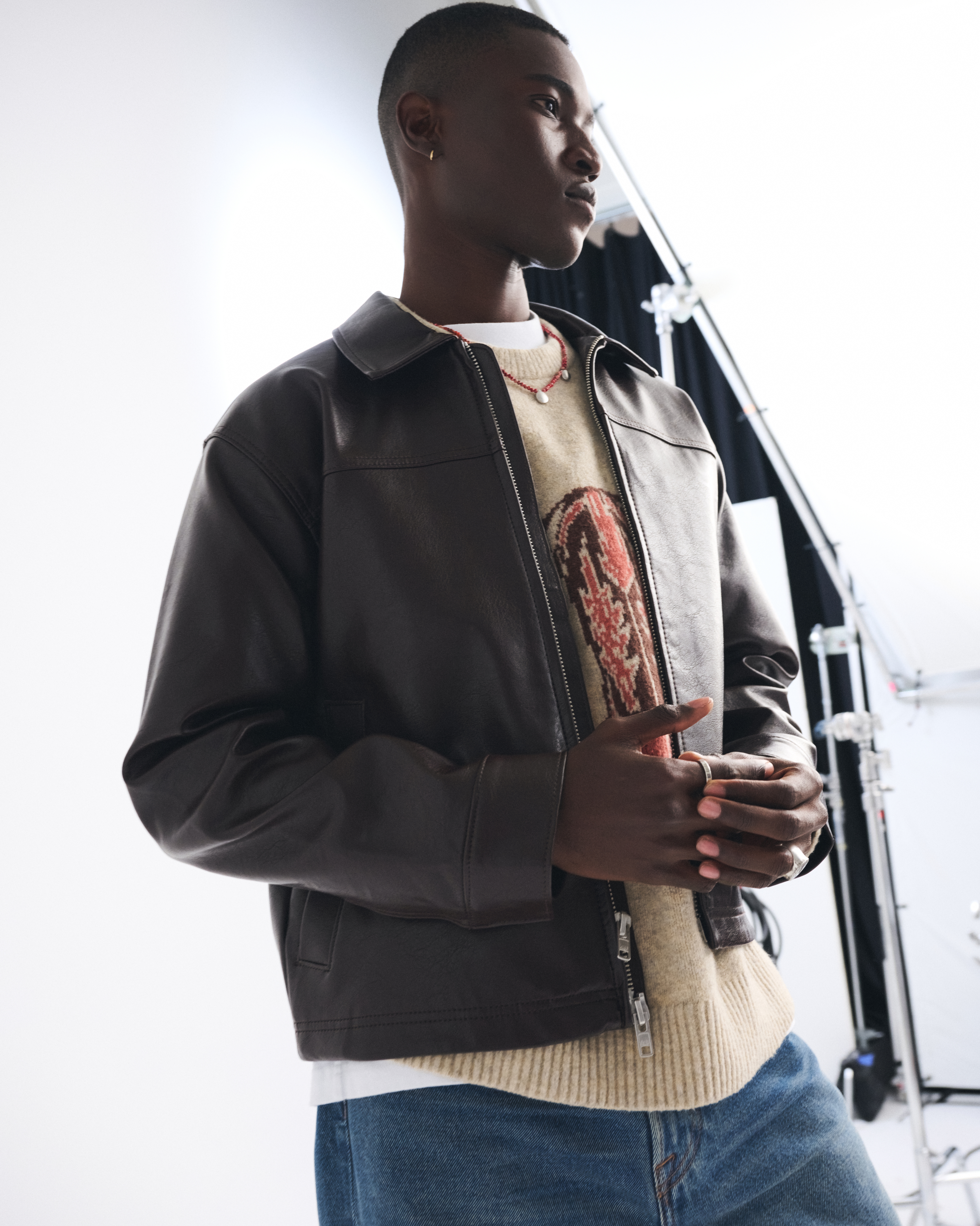 Abercrombie & Fitch Vegan Leather Zip Jacket