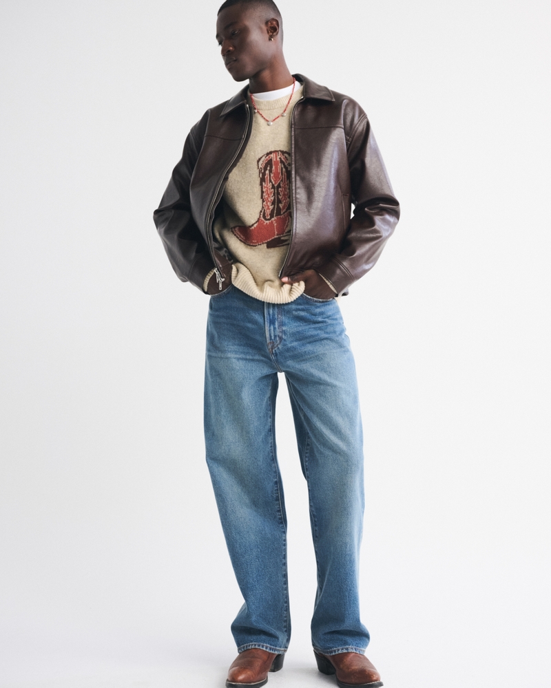 Cropped Vegan Leather Zip Jacket