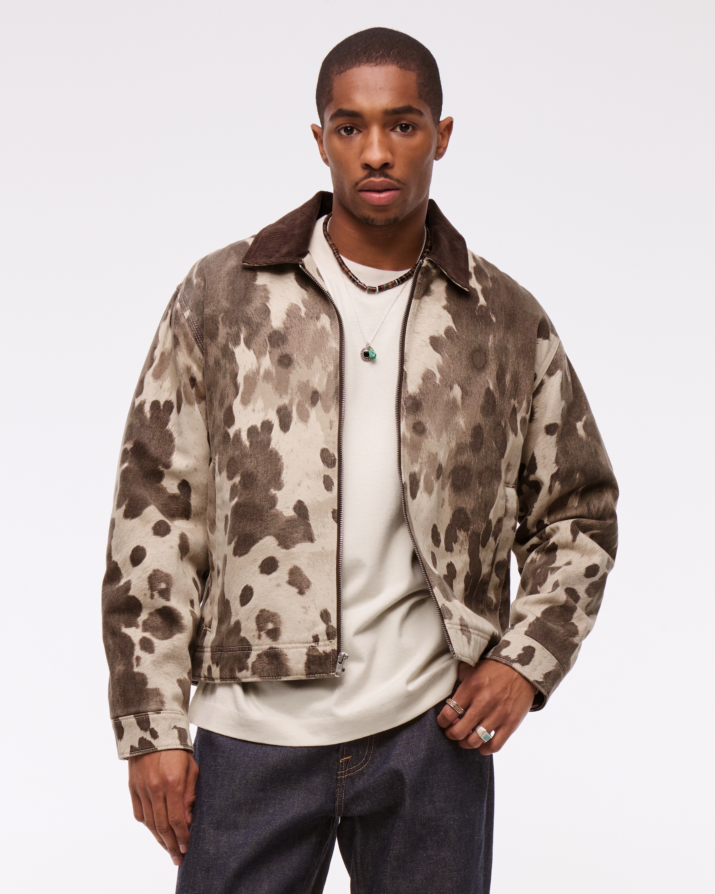 Abercrombie & Fitch Workwear Zip Jacket In Brown