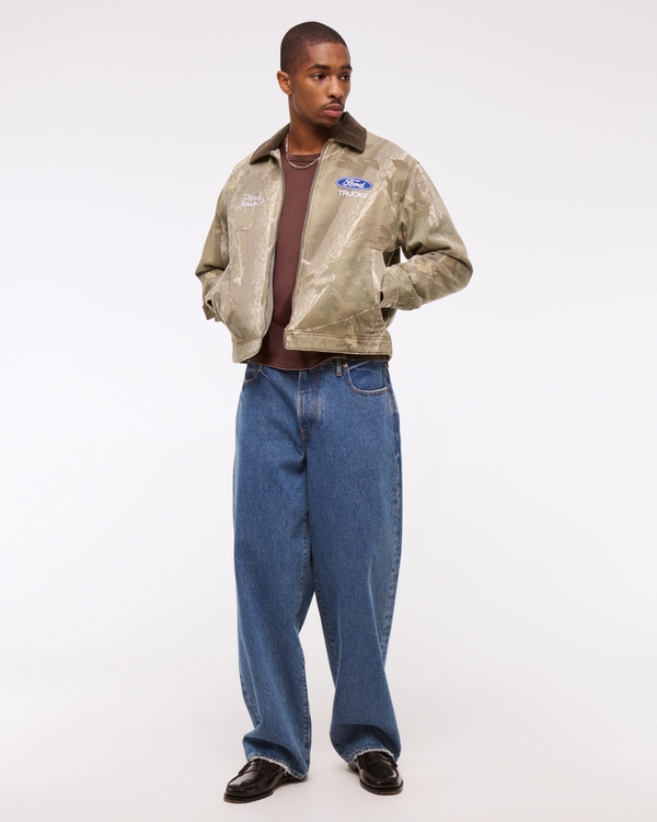 Ford Cropped Zip Workwear Jacket, Olive Camo view 2