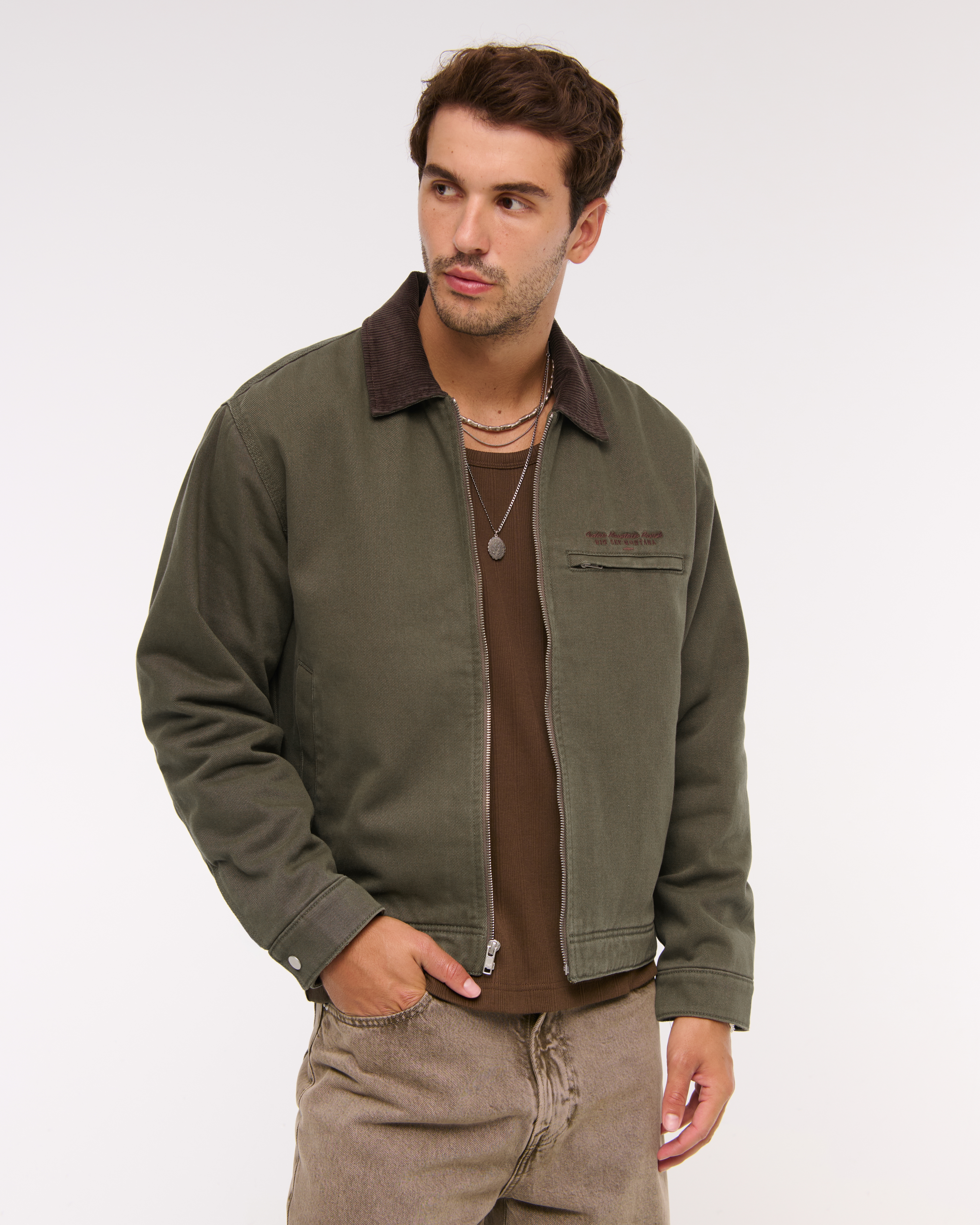 Abercrombie & Fitch Workwear Zip Jacket In Green
