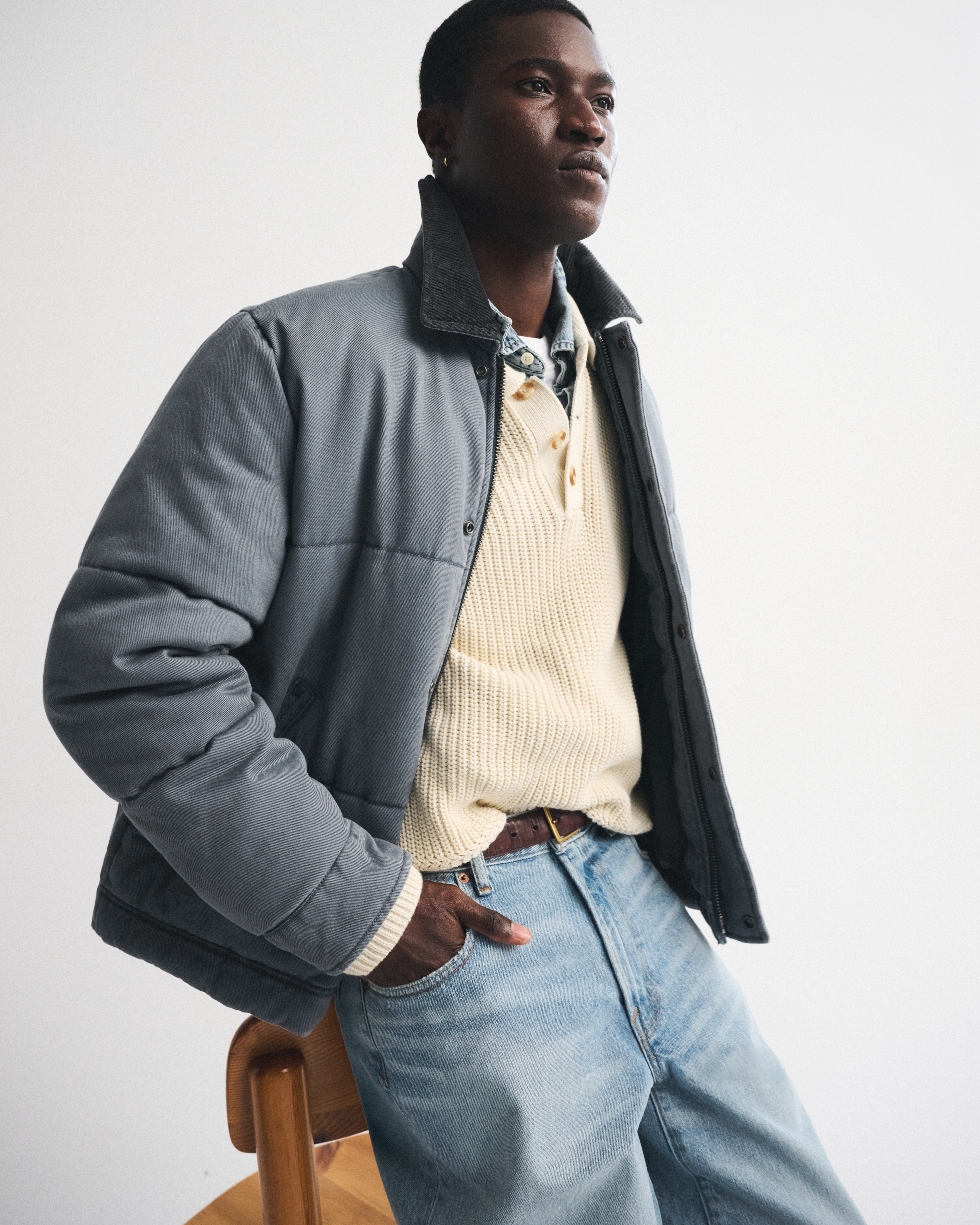 Abercrombie & Fitch Workwear Puffer In Blue