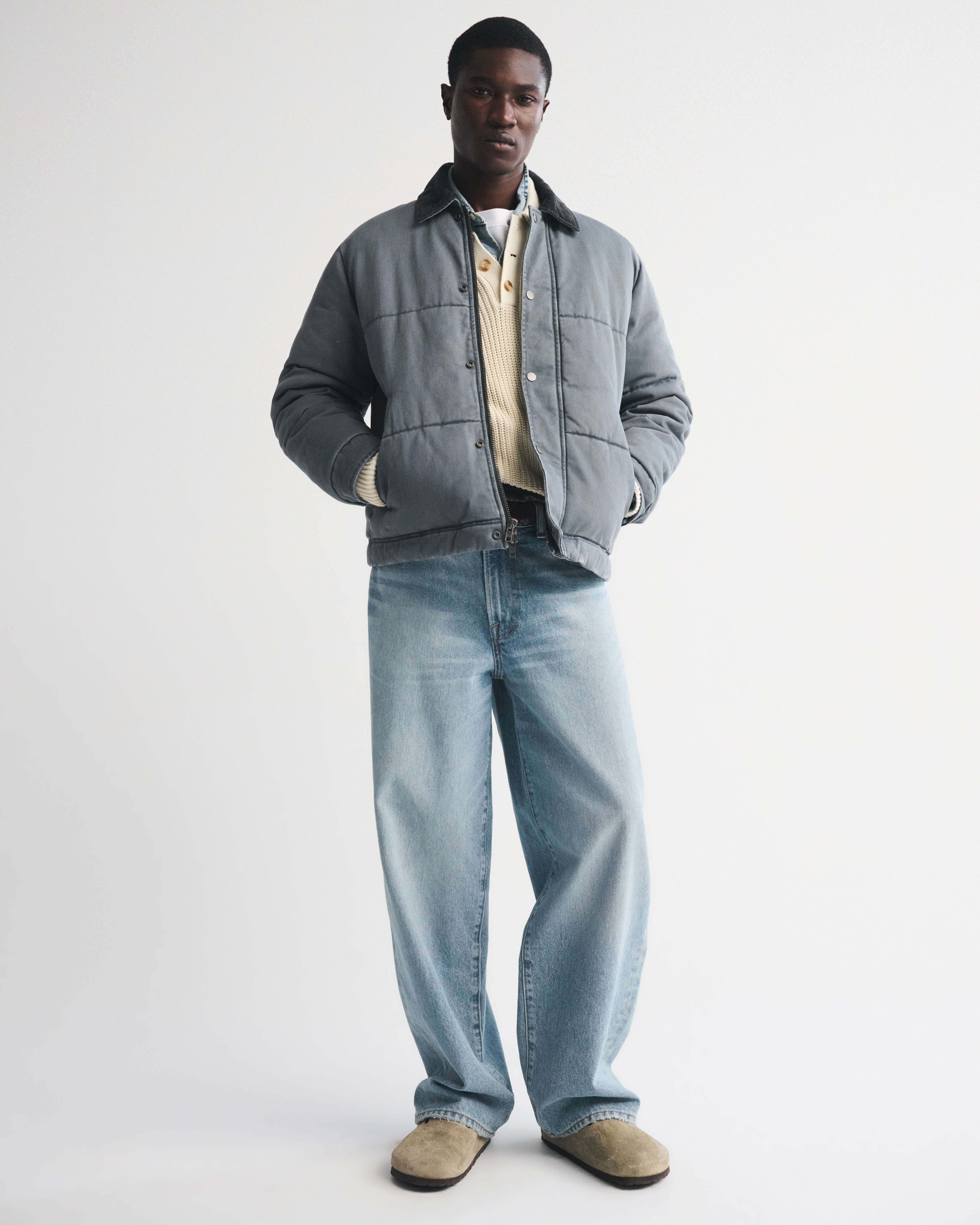 Мужская куртка Abercrombie & Fitch Workwear Puffer, цвет: Синий — фото 2