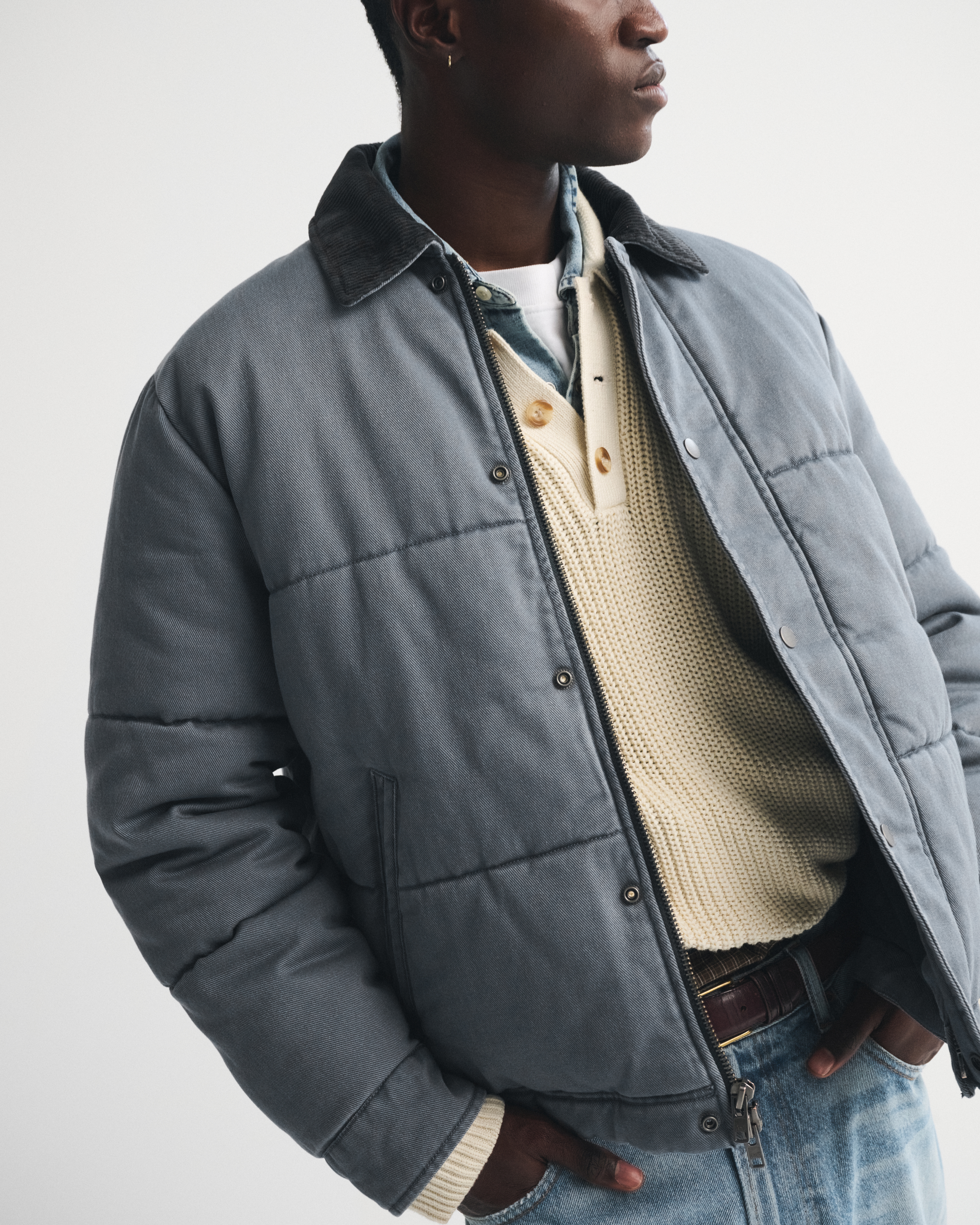 Мужская куртка Abercrombie & Fitch Workwear Puffer, цвет: Синий — фото 4