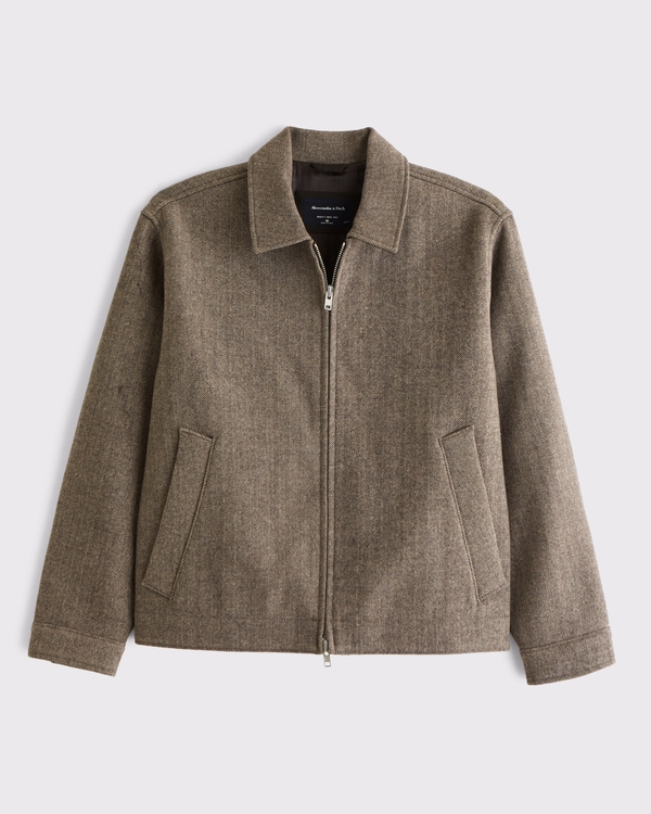 Wool-Blend Zip Jacket, Light Brown Pattern view 1